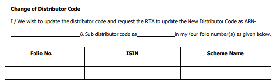 Change of Distributor Code section