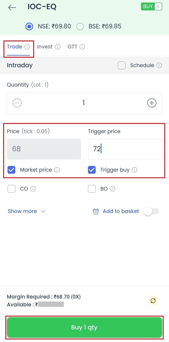 Guide to Placing Trigger Order in Fyers App